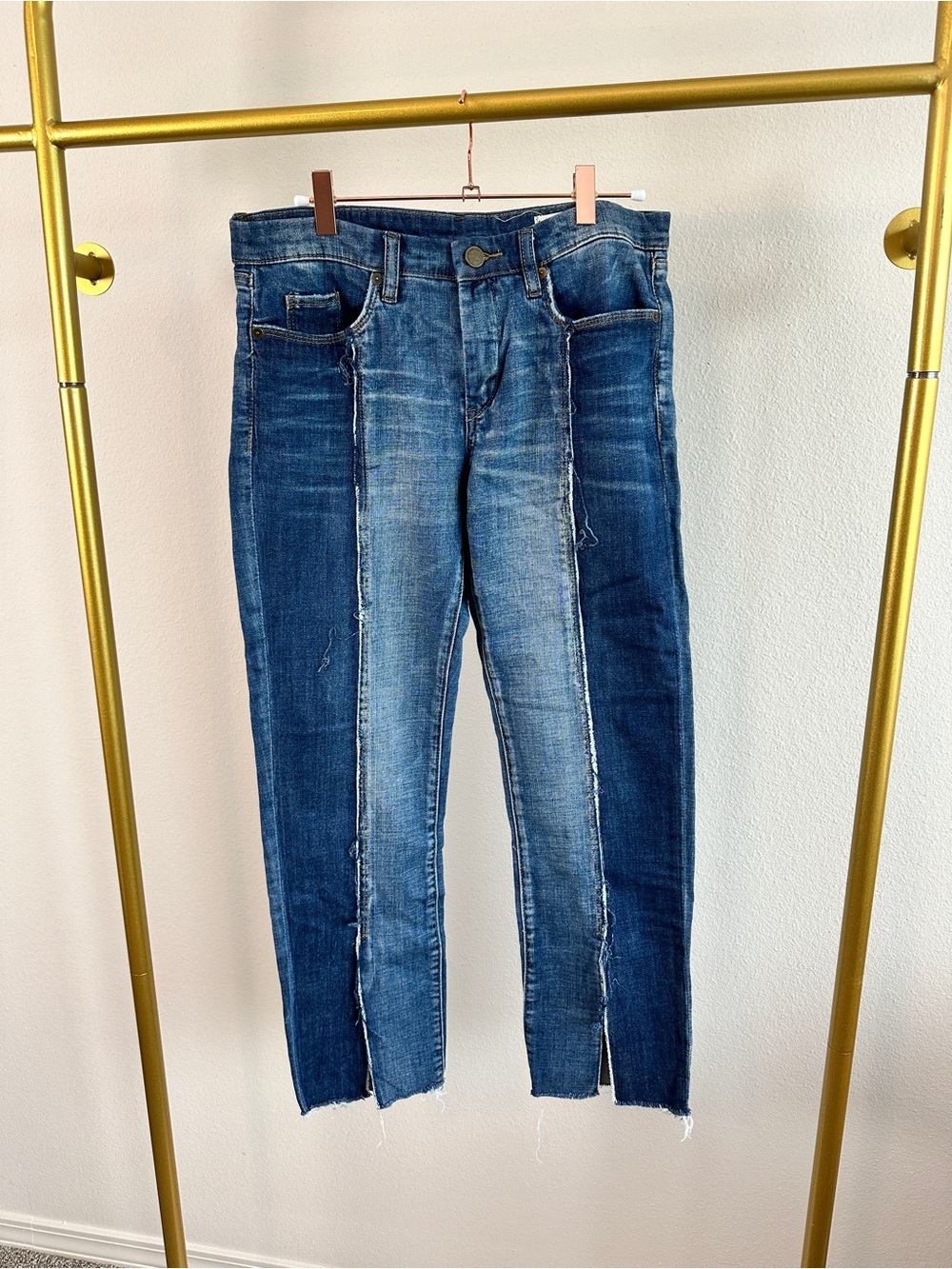 Blank NYC Womens Two-Tone Dark Blue Skinny Jeans